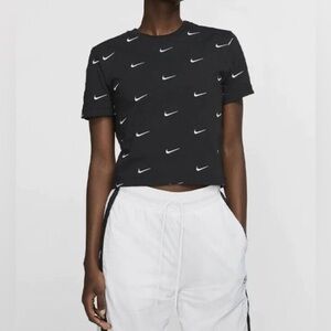 NikeLab Womans Swoosh All Over Print Shirt Medium Cropped Streetwear Y2K Sz M